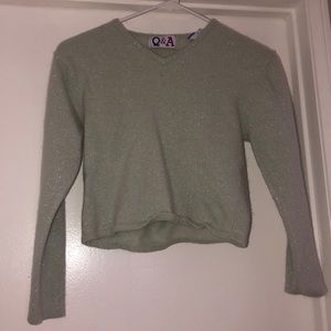 Q&A green glittery long-sleeves